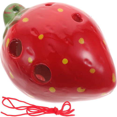 1 Set Ceramic 6 Hole Strawberry Shaped Ocarina Wind Instrument
