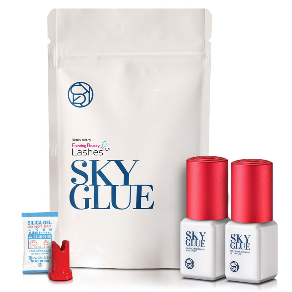 Existing Beauty 2 Pack Sky Glue S+ Eyelash Extension Glue Professional Use Only - Extra Strong Lash Extensions Adhesive 6-7 Weeks Retention And 1-2S Dry Long Lasting