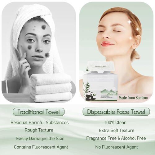 Serviette pour visage jetable Wowotex Bamboo Bamboo Biodgradable Biodgradable Face Dry Face 60 COMMANDE / 1 BOX EXTRA EPP TELL SOFT CLAIR 2