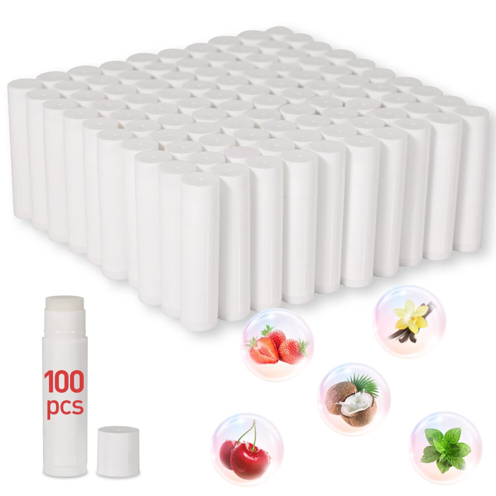 Dmsky 100 Pack Lip Balm Unlabeled Natural Lip Balm Bulk Blank Tube Lip Balm For Party Favors And Gift Basket Filling Wedding Or Baby Shower-5 Flavo