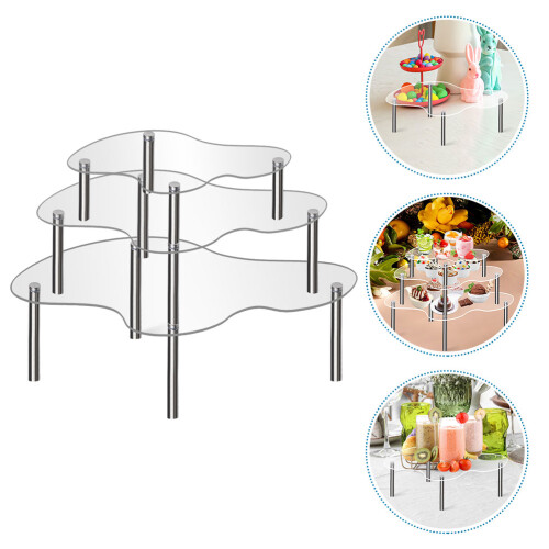 3Pcs Acrylic Display Riser Transparent Cake Holder for Wedding & Home 2