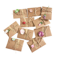 10Stk Vintage Kraftpapier Grußkarten Mit Trockenblumen Großformatig