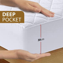 (Double) Quilted Mattress Protector - Hotel Quality, Extra Deep, Soft & Breathable, Noiseless, Machine Washable