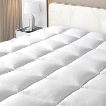 (Small Double) 10cm Thick Foam Quilted Mattress Topper with Elastic Bands and Hollow Fiber Filling