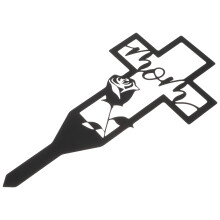 5Stk Metall Gedenkkreuz Rasenstecker Grab Eisenstecker Deko