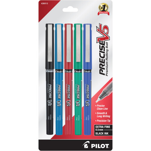 Pilot Pilot Precise V5, Kappen-Liquid-Ink Rollerballpen, Extra feine Spitze 0,5 mm, 5er Pack