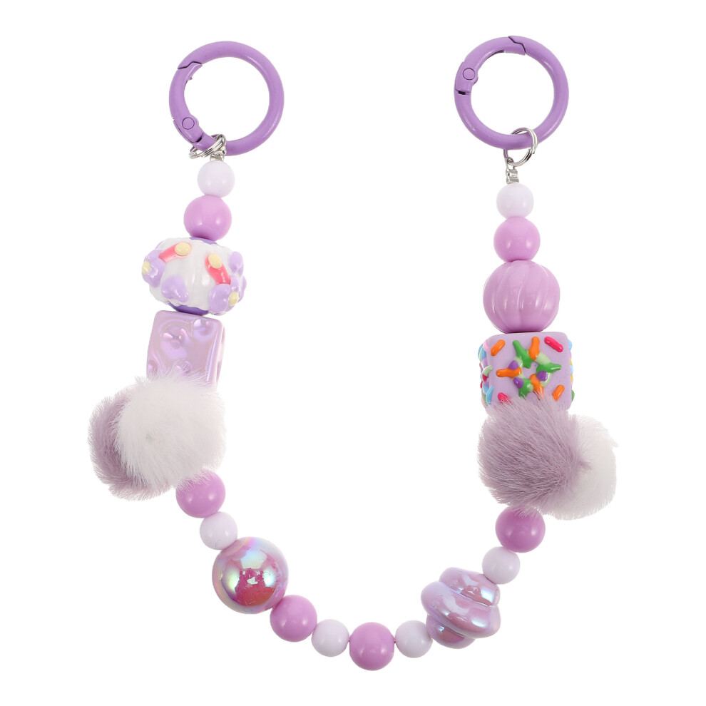 Creative Hand Painted Plush Beaded Phone Chain Keychain Bag Pendant 3351196612575