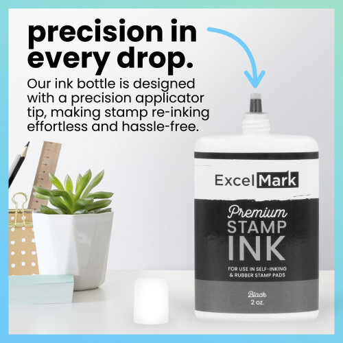 Self Inking Stamp Refill Ink - 2 oz. - Black Ink 1