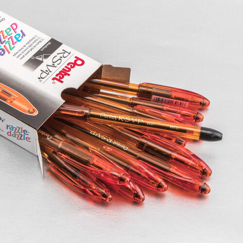 Pentel Pentel R.S.V.P. Razzle-Dazzle Ballpoint Pen  Medium Line  Orange Barre 1