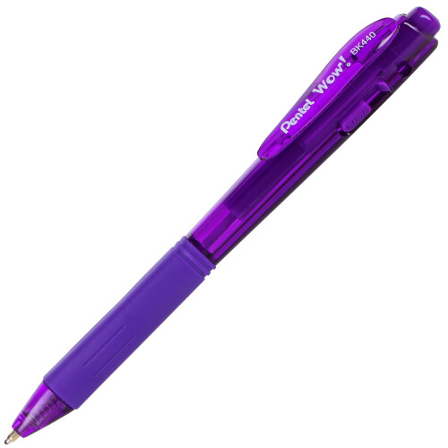 Pentel Pentel WOW! Retractable Ballpoint Pens  Medium Line  Violet Ink  Box o 1