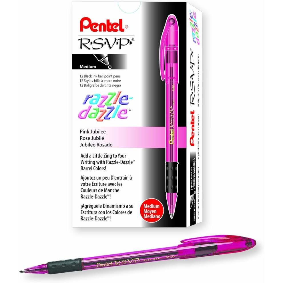 Pentel R.s.v.p. Razzle-Dazzle Ballpoint Pen Medium Line Pink Barrel
