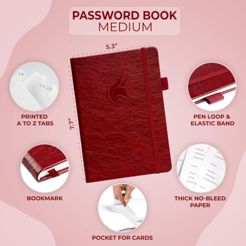 Libro delle password Clever Fox con schede. Indirizzo Internet e password Orga 1