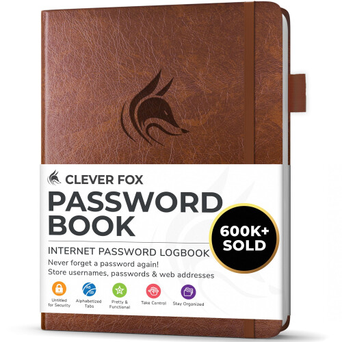 Clever Fox Password Book with tabs. Internet Address and Password Orga