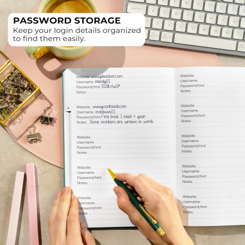 Libro delle password Clever Fox con schede. Indirizzo Internet e password Orga 2