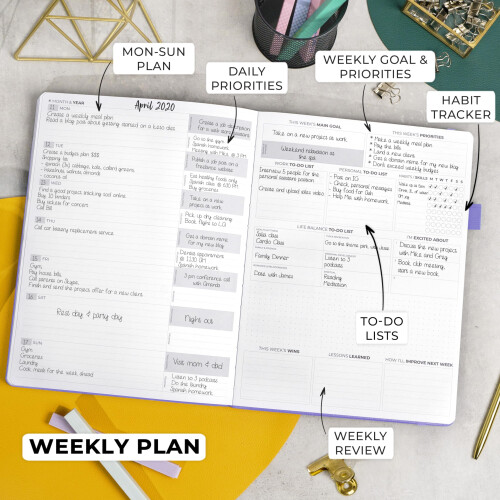 Clever Fox Planner Pro Premium - Πολυτελές Weekly & Monthly Planner με Οργανωτή Προϋπολογισμού, Α4 (Λεβάντα) 2