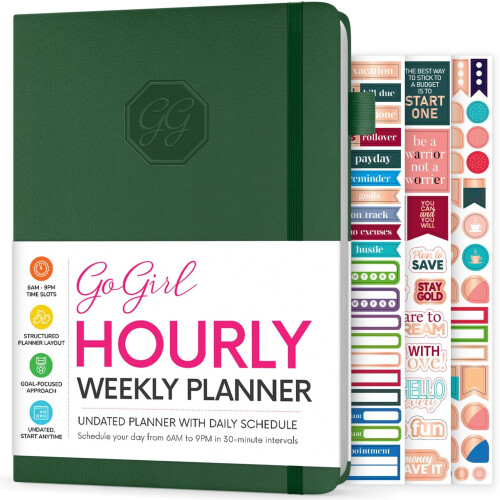 GoGirl Weekly Schedule Planner - Undated Hourly Work & Life Planner wi