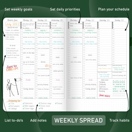 GoGirl Weekly Schedule Planner - Undated Hourly Work & Life Planner wi 2