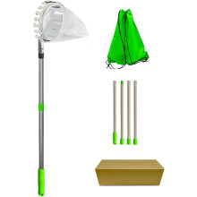 (71") Fruit Picker Pole with Fabric Basket,8.8FT Lightweight Stainless Steel Pole with Twist-On Basket,Fruit Catcher Equipment Tree Picker