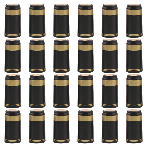 50Pcs Black Plastic Shrink Tops with Heat Seal 1