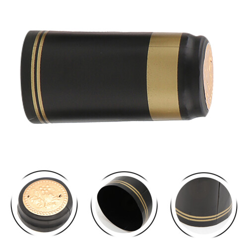 50Pcs Black Plastic Shrink Tops with Heat Seal 2
