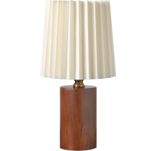 Pleated Lamp With Wood Base For Bedroom Nightstand