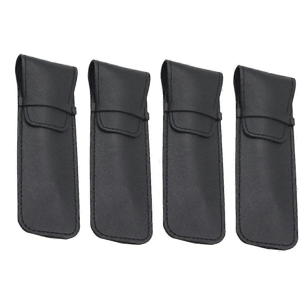 Black Men's Manual Razor Case, 4 Pieces, Leather Razor Case, Leather Travel Case, Portable Safety Razor Case, Travel Shaving Pouch, Razor Storage Case