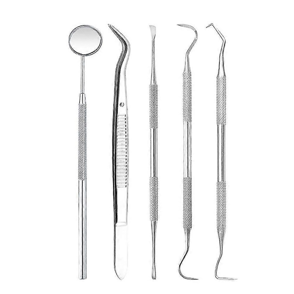 Zhouba 5-Piece Stainless Steel Dental Scalers, Tartar Scrapers, Tartar Removal Kit