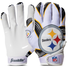 Franklin Sports Pittsburgh Steelers Youth NFL Football Receiver Manusi - Manusi de receptor pentru copii - Sigle ale echipei NFL si palma din sil