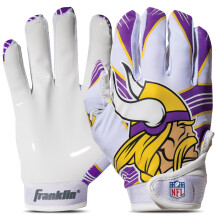 Franklin Sports Minnesota Vikings Youth NFL Football Receiver Luvas - Luvas de receptor para crian as - Logos da equipe da NFL e Palm de Silicone
