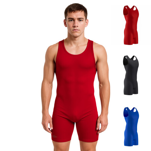 Matman Edge Wrestling Singlet Men Boys Spandex Weightlifting Solid Col