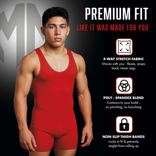 Matman Edge Wrestling Singlet Men Boys Spandex Weightlifting Solid Col 1