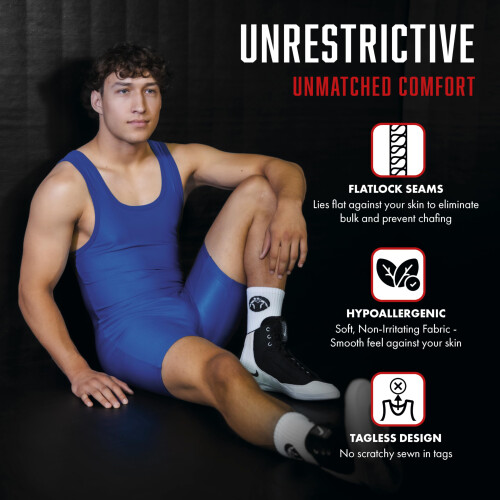 Matman Edge Wrestling Singlet Men Boys Spandex Weightlifting Solid Col 2