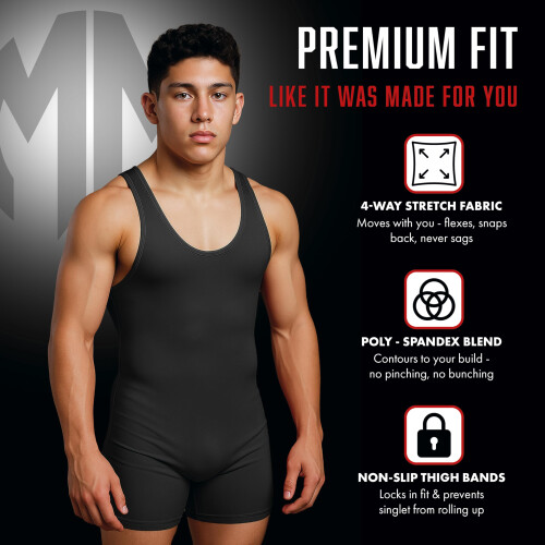 Matman Edge Wrestling Singlet Men Boys Spandex Weightlifting Solid Col 1