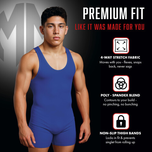Matman Edge Wrestling Singlet Men Boys Spandex Weightlifting Solid Col 1