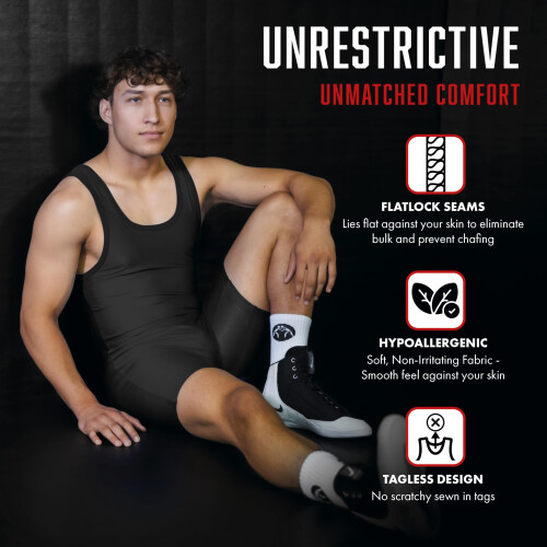 Matman Edge Wrestling Singlet Men Boys Spandex Weightlifting Solid Col 2