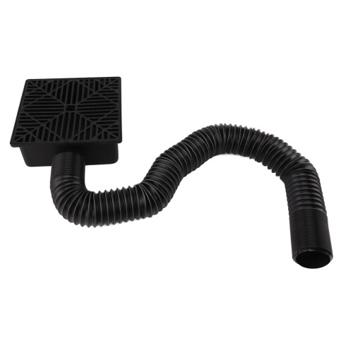 Low Profile Downspout Extender Flexible Pipe Catch Basin 4 Feet Black