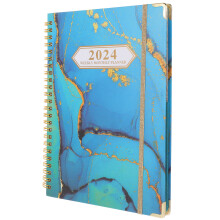 Planner Quotidien Portable En Papier Et Métal Bleu Ciel Élégant