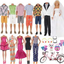 Eutenghao 30pcs dukket?j og tilbeh?r til 12 tommer dreng og pige dukke inkluderer 12 s?t slid t?j jeans og brudekjoler tandemcykelbriller hundepo