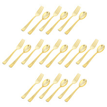 120 Goldfarbenes Einwegbesteck Mit Gabeln Und Löffeln Für Partys
