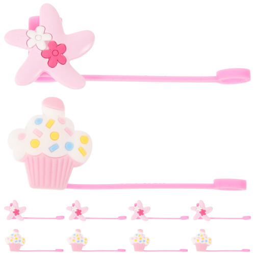 10St PVC Rietdeksels Roze Herbruikbare Rietjesdop