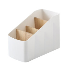 1Pc Wood And Plastic Desktop Storage Basket With Detachable Slots