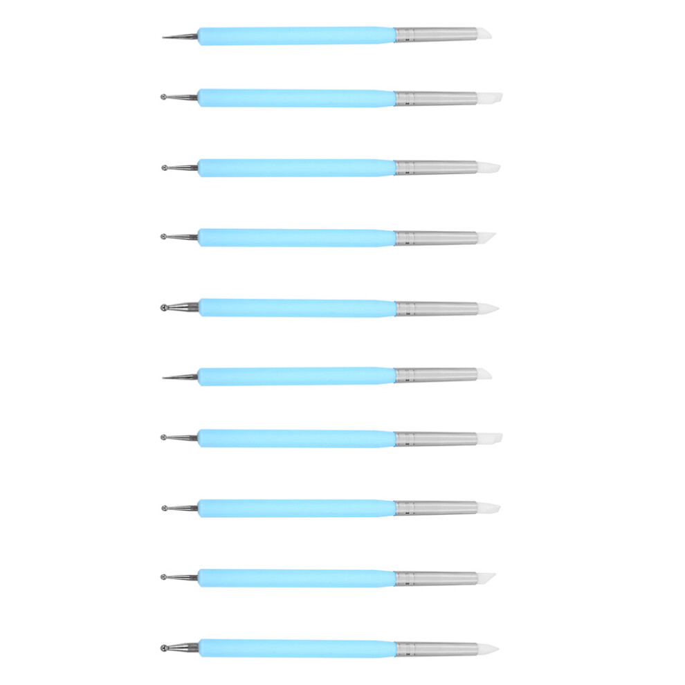 Iplusmile Blue 1Set 2-Way Nail Dotting Pen Kit Acrylic Silica For Nail Art