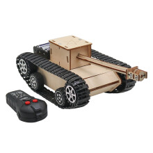 Wooden RC Puzzle Car Kit with Remote – Educational Tank Model