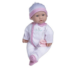 JC Toys La Baby Caucasien Petite poupe bb au corps doux de 16 pouces La Baby | Lavable | Tenue blanche et rose amovible avec chapeau, sucette