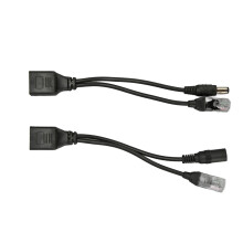 12V POE Splitter Adapter Waterproof Plug and Play for IP Cameras Black