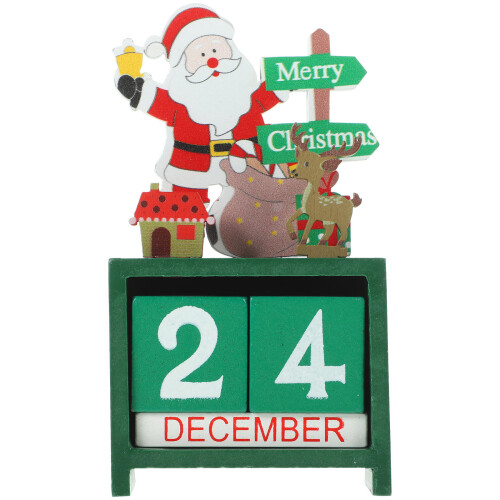 2Stk Holz Weihnachtskalender Block Tischdekoration