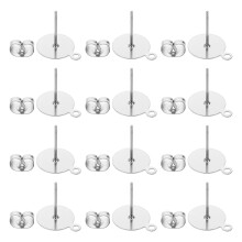 100Pcs Flat Round Stud Earring Posts With Comfortable