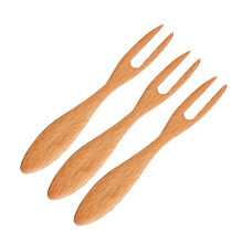 3Pcs Wide Handle Wooden Fruit And Dessert Fork