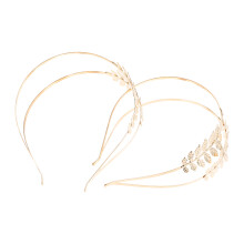 2St Gouden Dubbele Blad Haarband Voor Bruiloft En Feest Damen