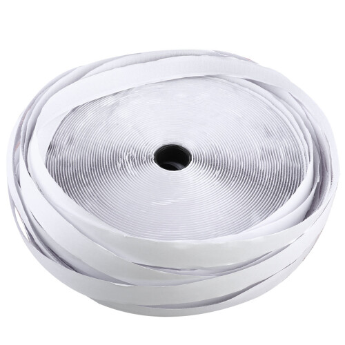 1Pc 25Cm Strong Self-Adhesive Hook And Loop Nylon Tape For Diy (White)